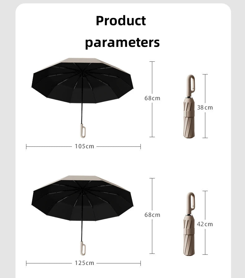 Extra Large Reinforced Wind-resistant Rain-resistant Dual-purpose UV-resistant Fully Automatic Ring-buckle Umbrella