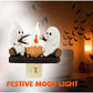 Cute Ghost Campfire Night Light Halloween Pumpkin Flickering Room Decorations Night Lights Dusk To Dawn Led Lamp Plug into Wall