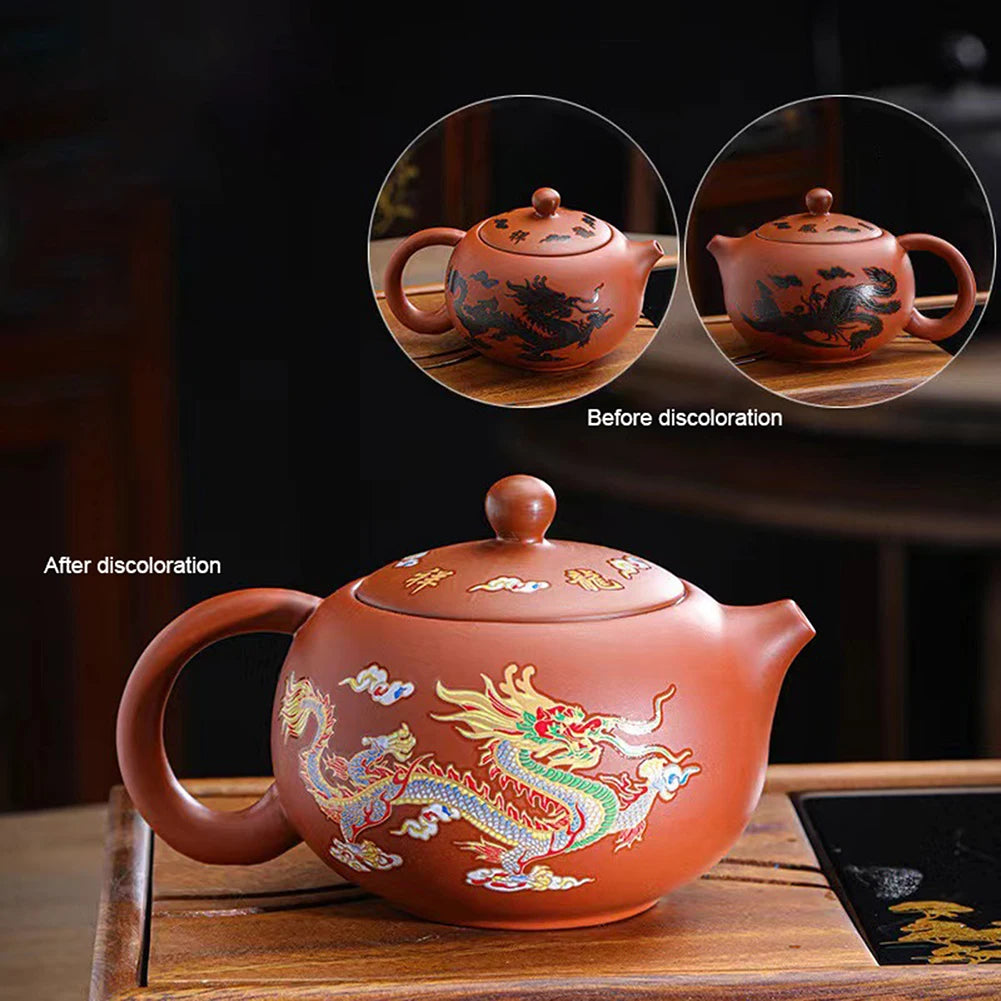 KungFu Tea Pot Hand-made Dragons Phoenixs Color-changing Purple Clay Teapot Easy Cleaning Gongfu Teapot Gift for Tea Lover