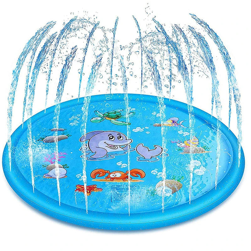 150/170cm Summer Pet Swimming Pool Inflatable Water Sprinkler Pad Play Cooling Mat Outdoor Interactive Fountain Toy for Dogs