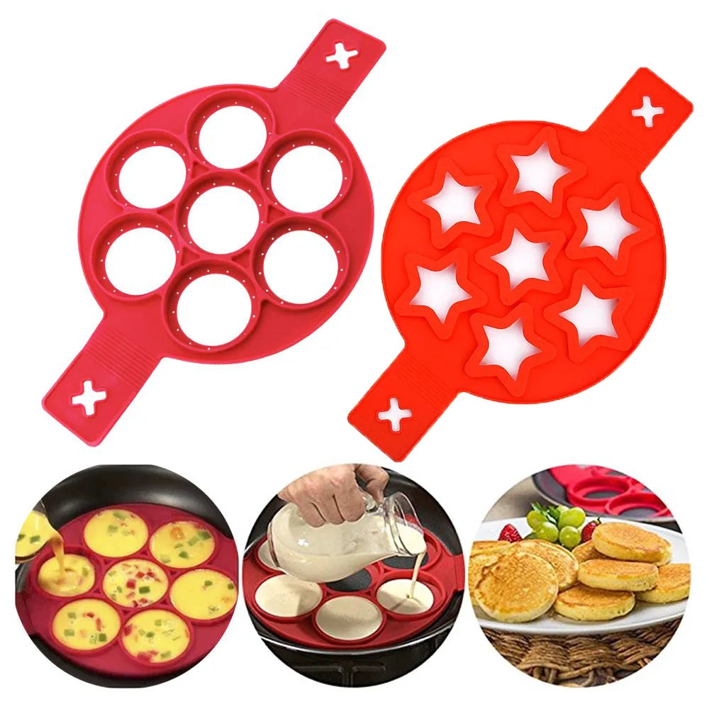 Egg Pancake Ring Non-stick Pancake Machine Mold Silicone Egg Frying Pan Forming Machine Omelet Mold Kitchen Baking Accessories