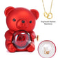 Eternal Rose Teddy Bear Gifts Box with Necklace Rotate Rose Jewelry Box Valentine Wedding Storage Gift Case for Women Girlfriend