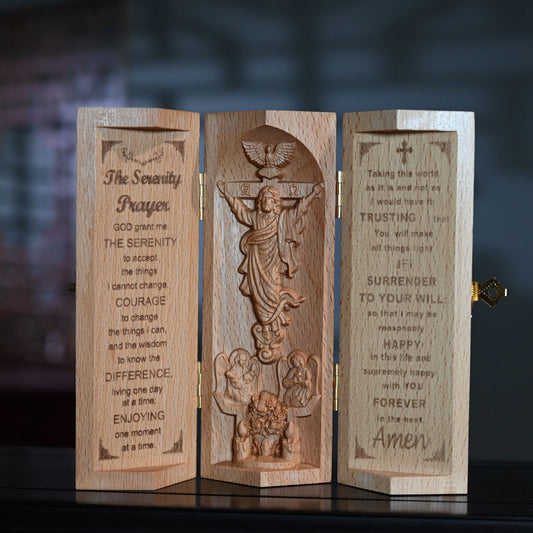 Openable Wooden Cylinder Sculpture of Jesus Christ